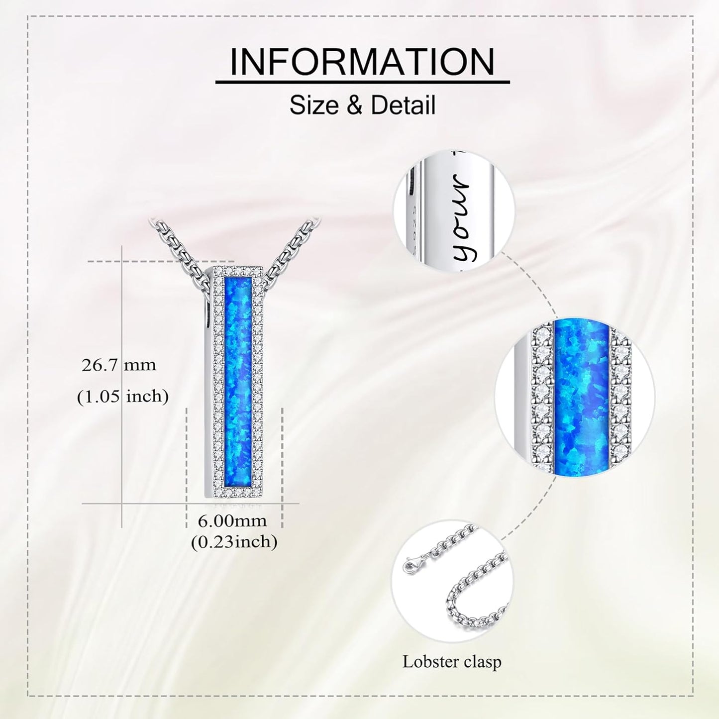 Urn Necklaces for Ashes Sterling Silver 3D Vertical Bar Memorial Pendant for Loved Ones Keepsake Cremation Jewelry Gifts for Women Men