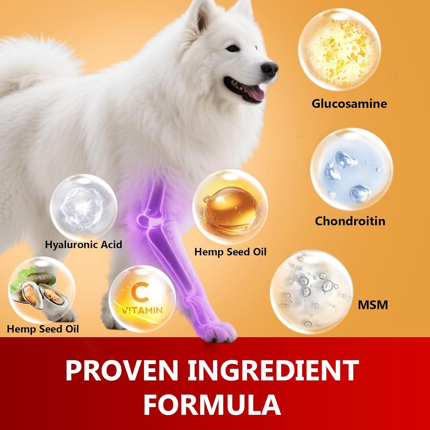 Hip and Joint Supplement for Dogs with Glucosamine, Chondroitin & MSM - Duck Flavor Joint Care Chews, 120 Count - Advanced Mobility Support - Senior Dog Approved (Duck)