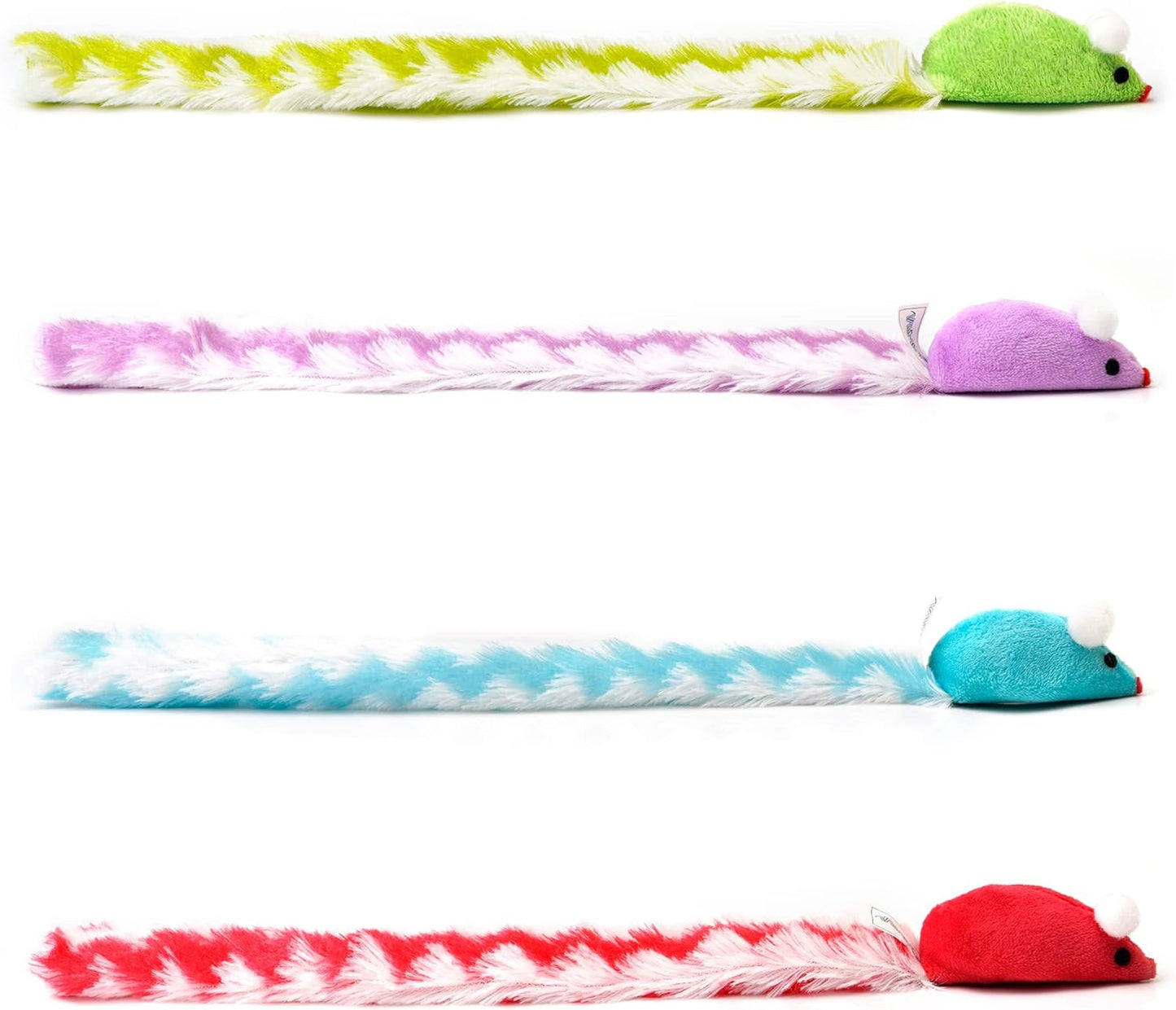 CHIWAVA 4 Packs 15 Inch Long Soft Plush Cat Toys Mice with Rattle Rustle Sound Small Mouse Activity Interactive Toy