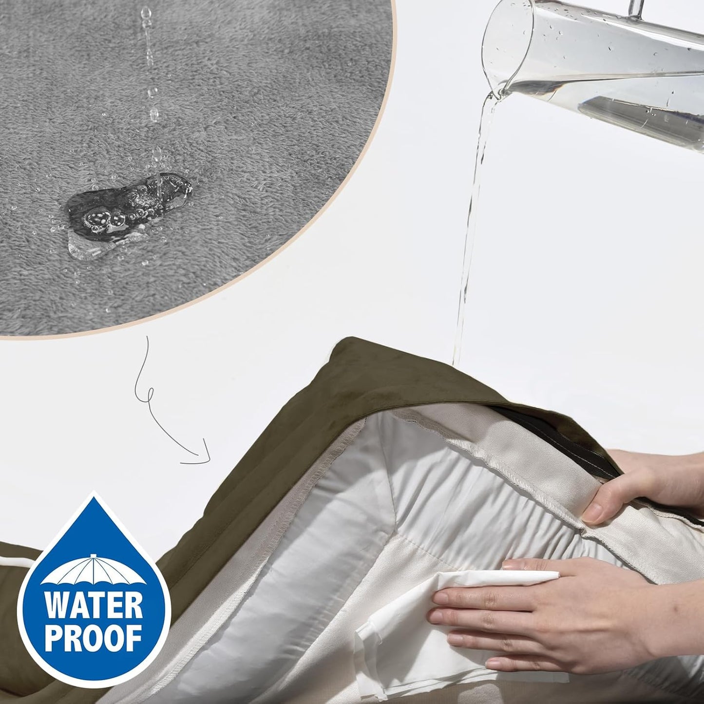 Comfort Expression Medium Dog Beds Waterproof Orthopedic Foam Dog Sofa Beds for Medium Large Dogs Comfy Pet Bed with Washable Removable Cover & Non-Slip Bottom(Medium,Dark Green)