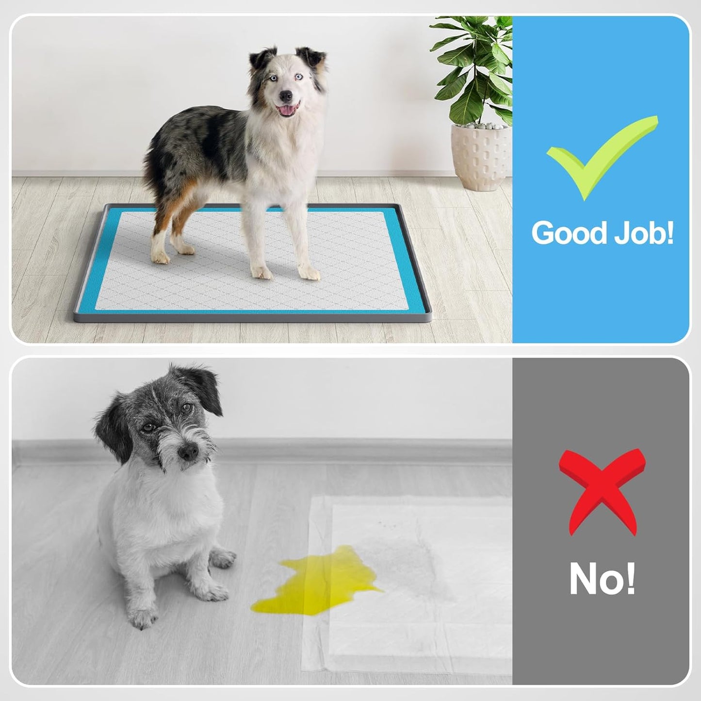 Pee Pad Holder for Dogs,Silicone Dog Puppy Pad Holder, 24 x 24 No Spill Raised Lip High Edge,Portable, Leak-Proof Mat Holder for Dog Training Pads,Square Potty Trays for Home Floor Protection