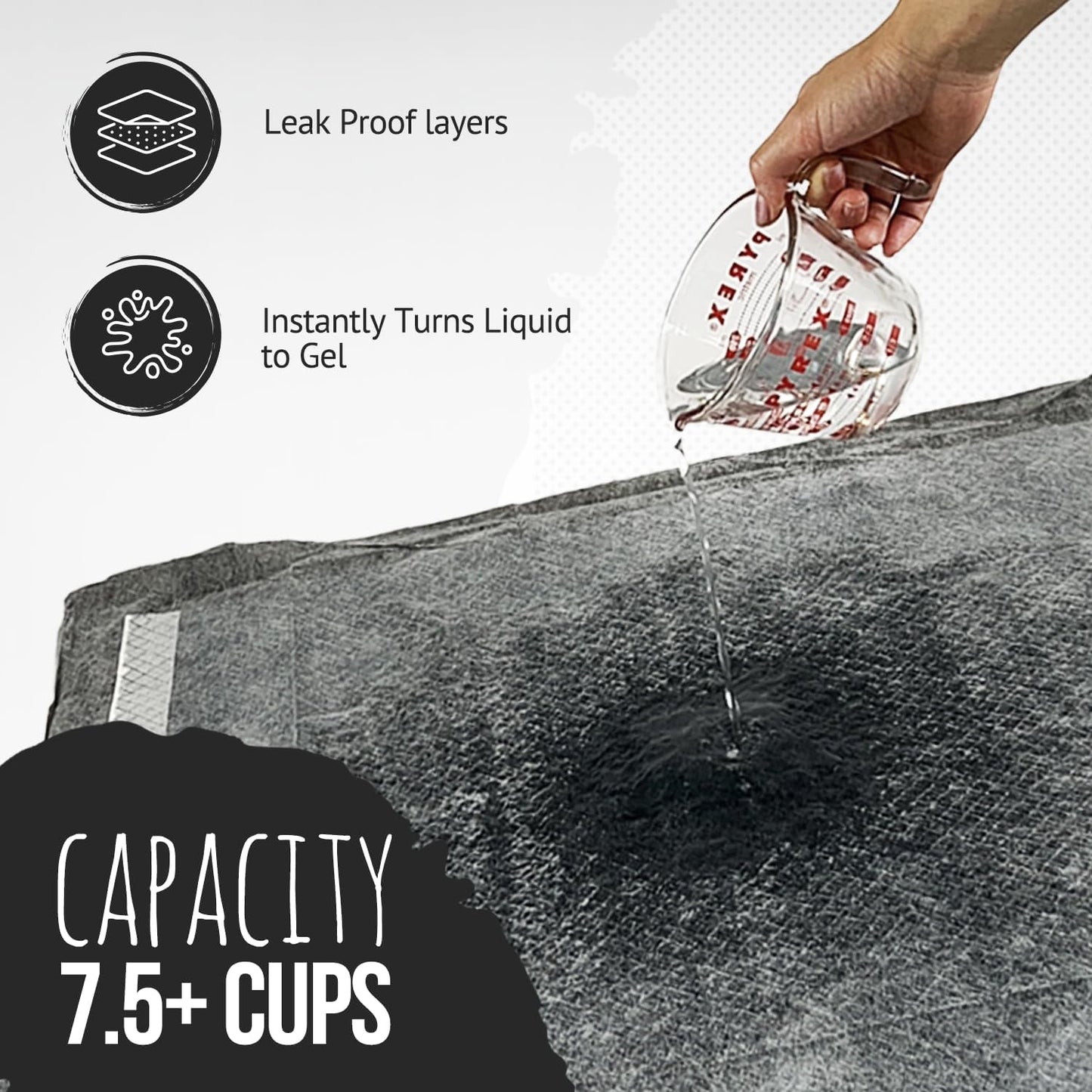 Bulldoglogy 50-Count Carbon Black Puppy Training Pads with Adhesive Tape 24x24 - Large Charcoal Housebreaking Dog Training Wee Pads, Odor Control Thick Pee Pads for Dogs Extra Quick Dry Polymer Tech