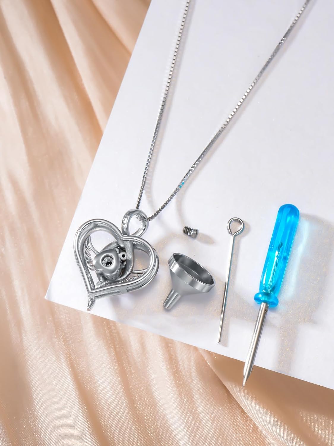 Sterling Silver Pet Urn Necklace for Ashes - Memorial Keepsake for Dog, Cat Pet