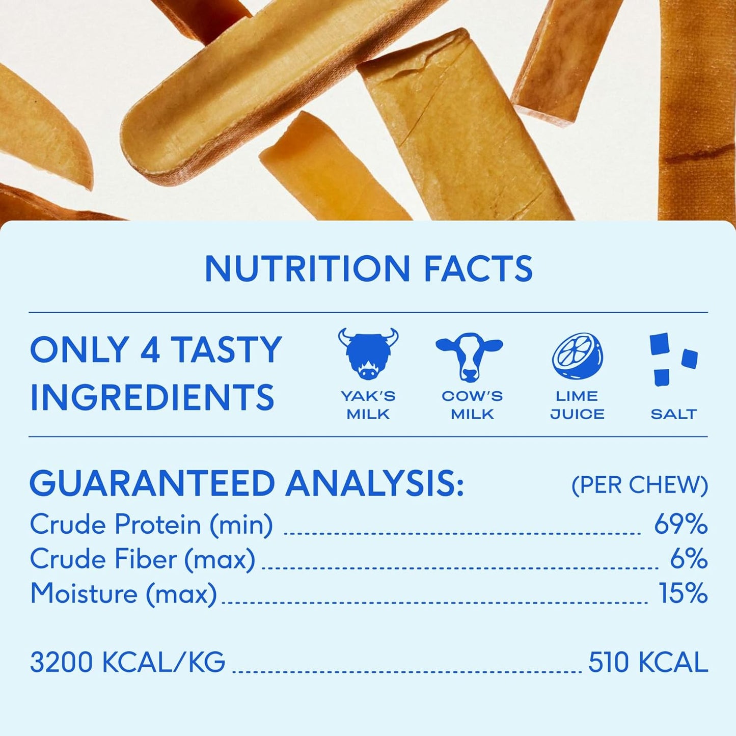 Native Pet Yak Chews for Dogs (5 Small Chews) & (3 Large Chews) - All Natural Dental Chew for Dogs Made with Yak Cheese for Aggressive Chewers