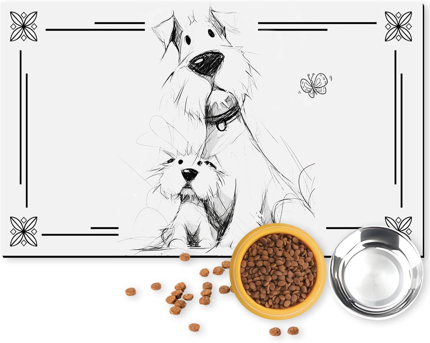 Pet Feeding Mat for Dogs and Cats - Super Absorbent Anti-Slip Bowl Pad, Eco-Friendly Washable Mat to Prevent Spills and Mess Yorkshire Mat 16"x24"