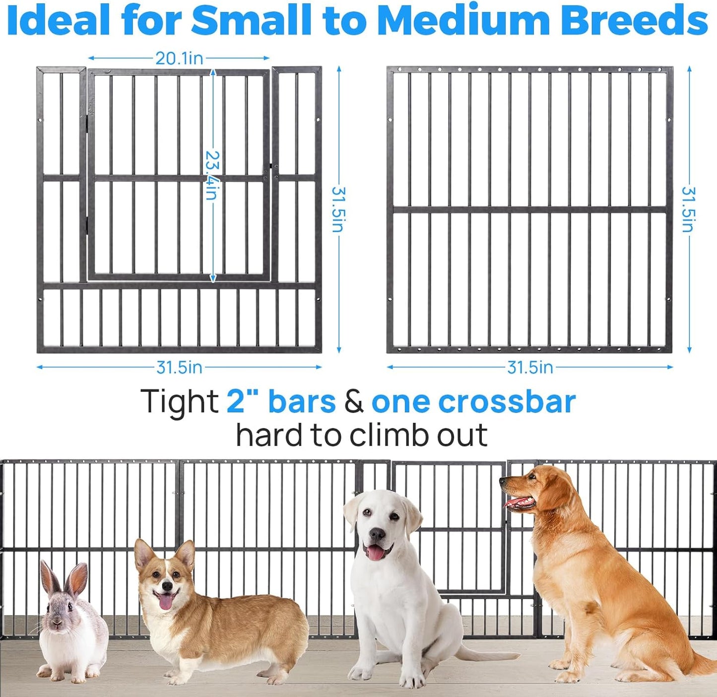 Dog Playpen - 32" Height Dog Pen, Heavy Duty Puppy Pen with Door, Safe & Sturdy, Easy Assemble for Indoor/Outdoor Pet Playpen (10 Panels with Door, Grey)