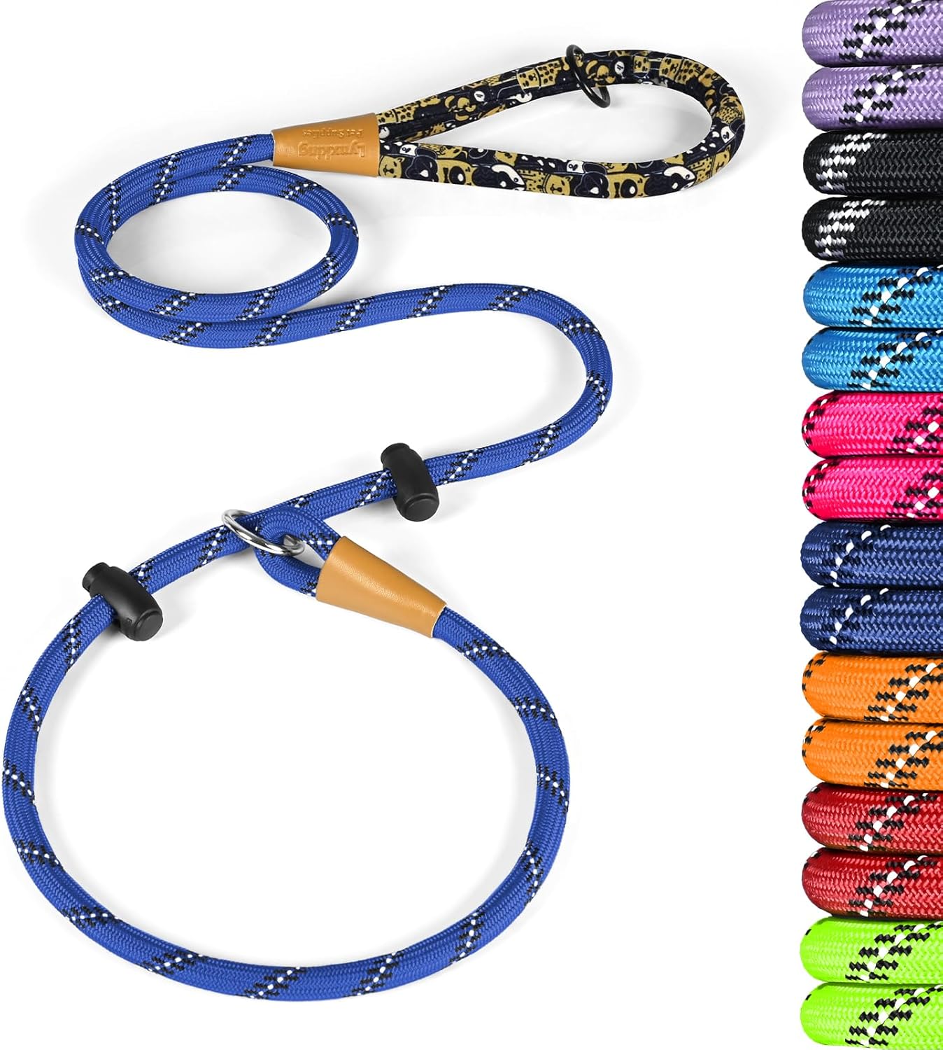 lynxking Slip Lead Dog Leash Reflective, Heavy Duty Comfortable Strong Rope for Large Medium Small Dogs No Pull Pet Training (Blue, Large 1/2in x 6ft-Slip Lead)