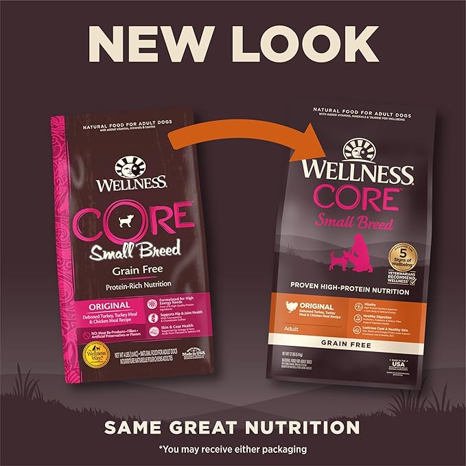 Wellness CORE Dry Dog Food, Small Breed, Grain-Free, High Protein, Natural, Original Turkey & Chicken Recipe, (12-Pound Bag)