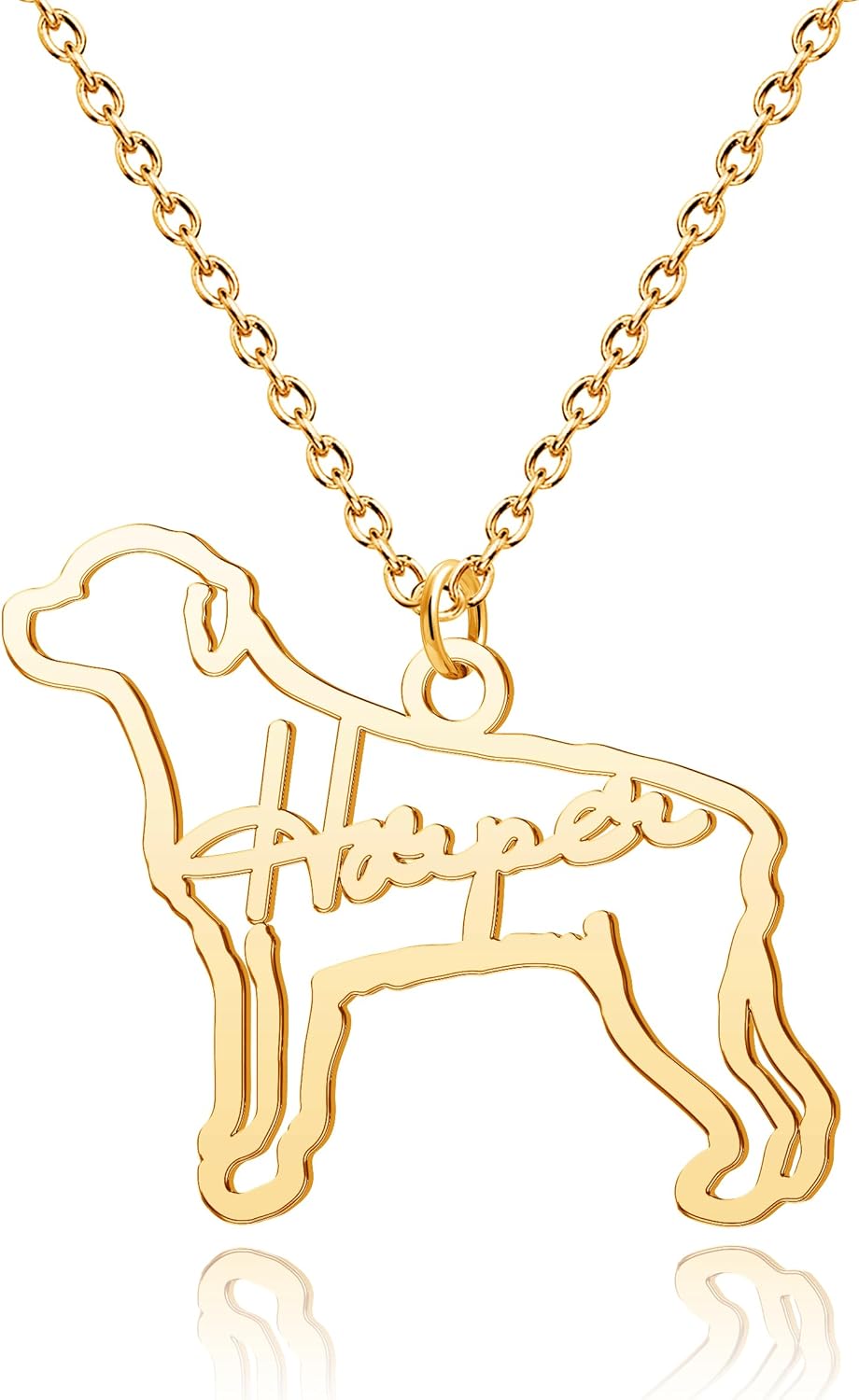 CoolJewelry Custom Dog Breeds Portrait Cat Pet Memorial Name Necklace Dainty Animal Pendant Chain Personalized Jewelry Remembrance Gifts for Dog Lover Women Girls