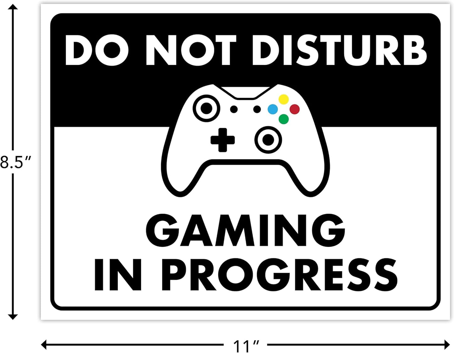 Do Not Disturb Gaming In Progress - Laminated Gaming Sign - 8.5" x 11" - Bedroom Sign Decor, Cool Gaming Room Decor - ENVISIONED Signage
