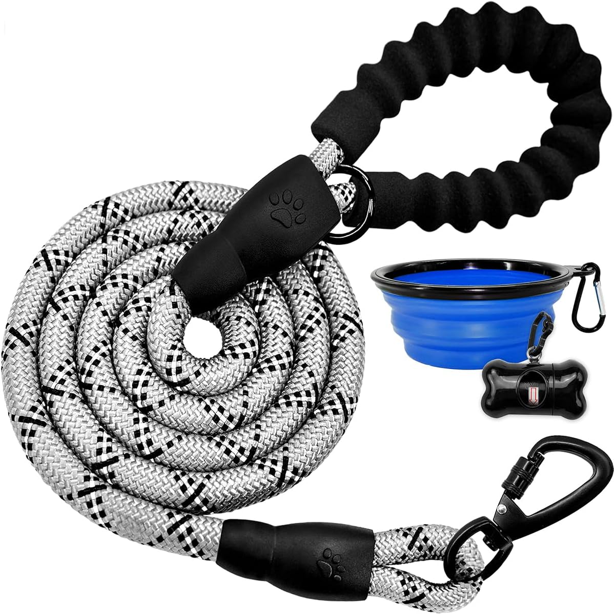 BARKBAY Dog Leashes for Large Dogs Heavy Duty Dog Leash 4/5/6 FT with Comfortable Padded Handle and Highly Reflective Threads for Medium Large Dogs Walking Training Running (5FT-1/2'',Gray)