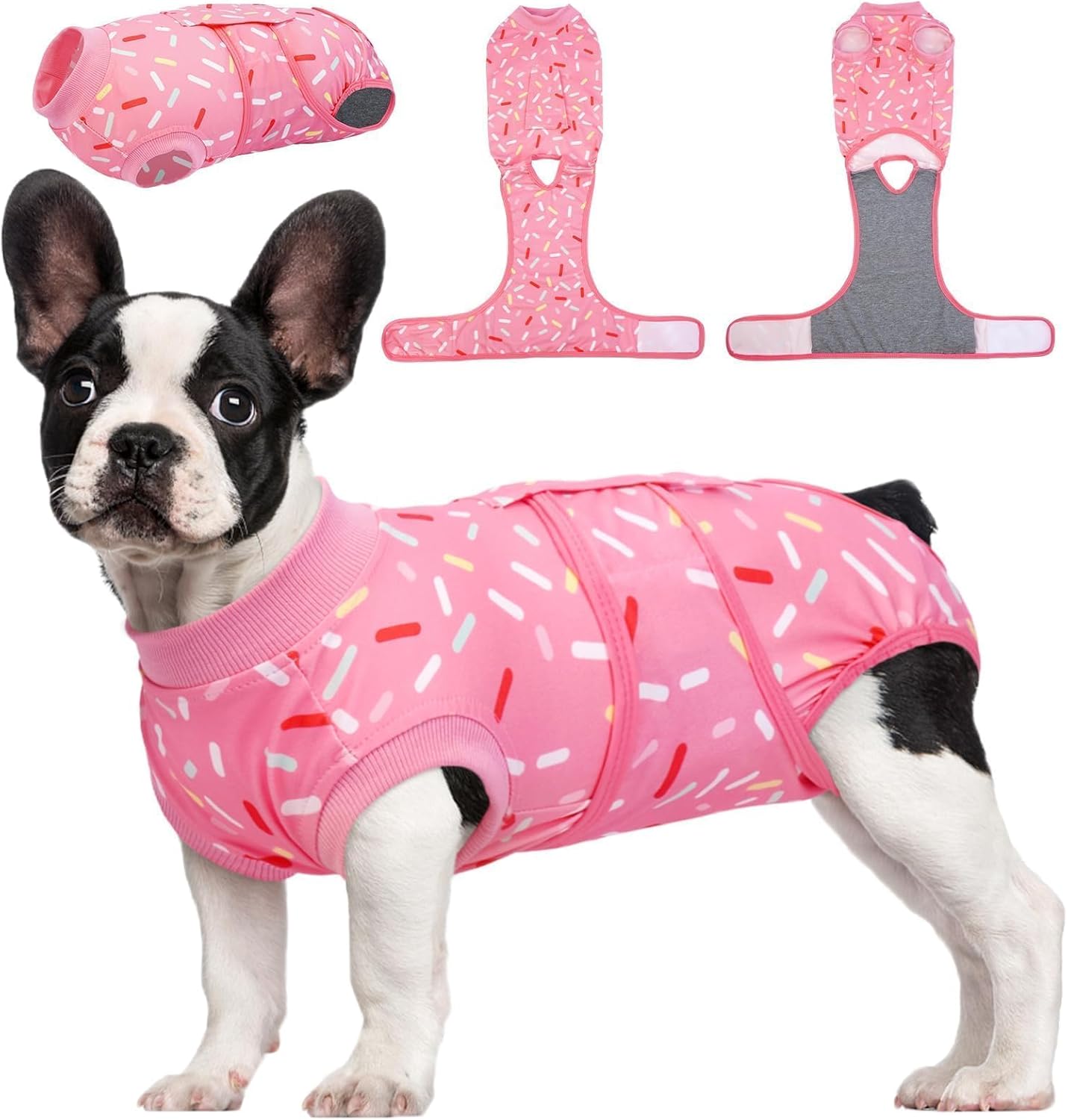Kuoser Dog Recovery Suit Female, Soft Puppy Surgery Suit, Dog Recovery Suit After Surgery, Post-Op Onesie for Female & Male Dogs, Soft Protective Wear, PinkRibbon S