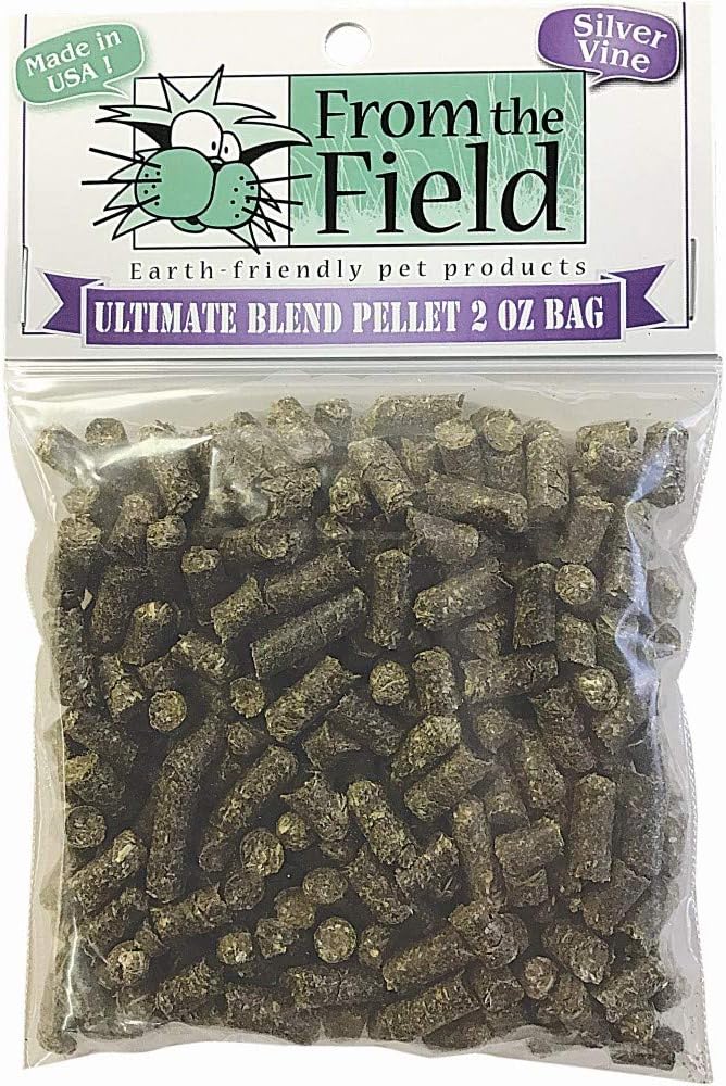 from The Field | No Mess Catnip Pellets | 2 Oz Bag | Compressed, Potent USA-Grown Catnip & Silver Vine | Resealable Bag | Safe for Play & Nibbling | Long-Lasting, Eco-Friendly Cat Treat