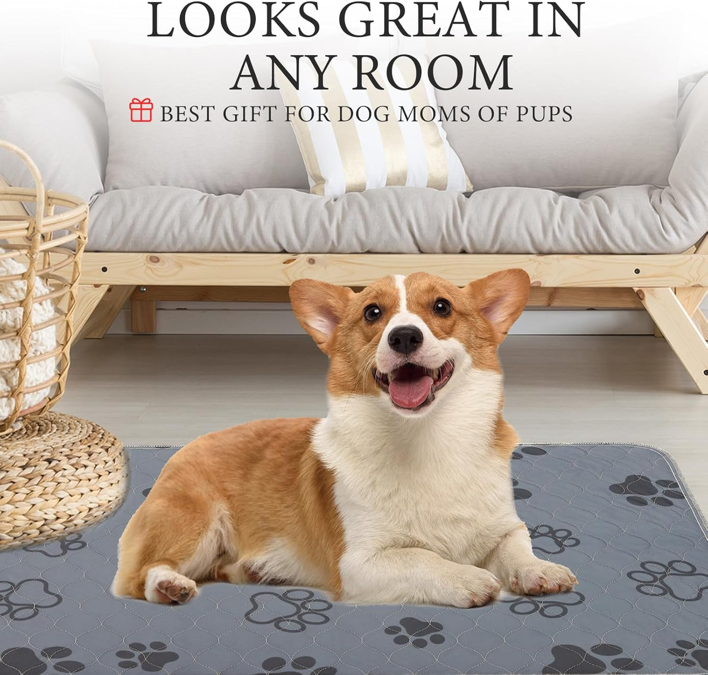 Homimp Washable Pee Pads for Dogs,4 Pack Reusable Puppy Pads,Absorbent and Leakproof Dog Pee Pads,Non Slip Puppy Training Pads,Pet Mat for Floor,Crate,Couch,Whelping,Grey 24"x36"