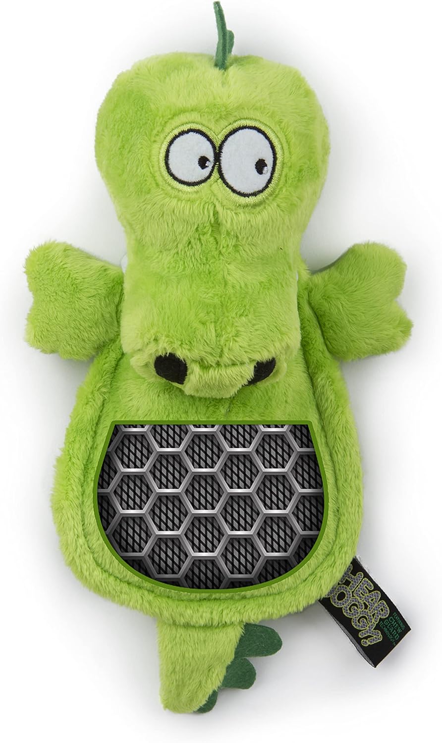 goDog Flattie Gator Silent Squeak Plush Dog Toy w/ Chew Guard Technology - Green, Large