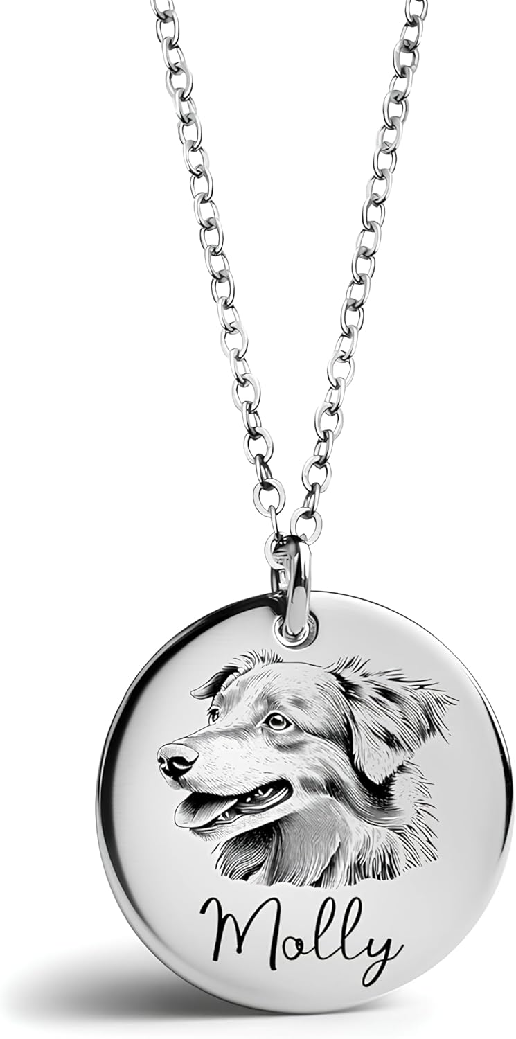 MignonandMignon Personalized Pet Portrait Necklace – Custom Jewelry Gift for Dog or Cat Lovers Unique Holiday Gifts for Her -LCN-AP