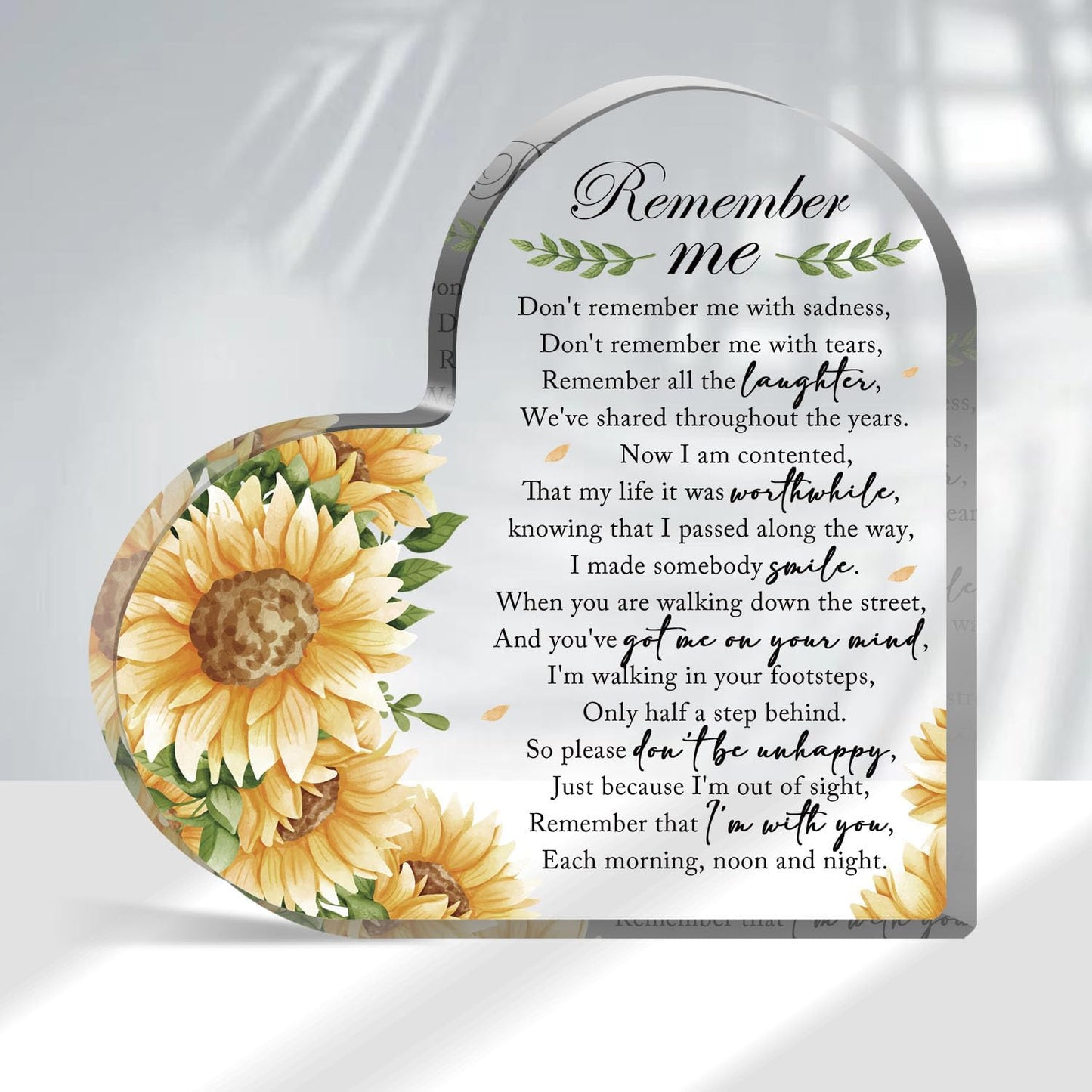 Sympathy Gifts, Acrylic Heart Shape Memorial Paperweight Remembrance Decorations for Loss of Loved One Loss of Grandmother Father Table Remembrance Gifts Bereavement Gift