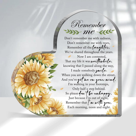 Sympathy Gifts, Acrylic Heart Shape Memorial Paperweight Remembrance Decorations for Loss of Loved One Loss of Grandmother Father Table Remembrance Gifts Bereavement Gift