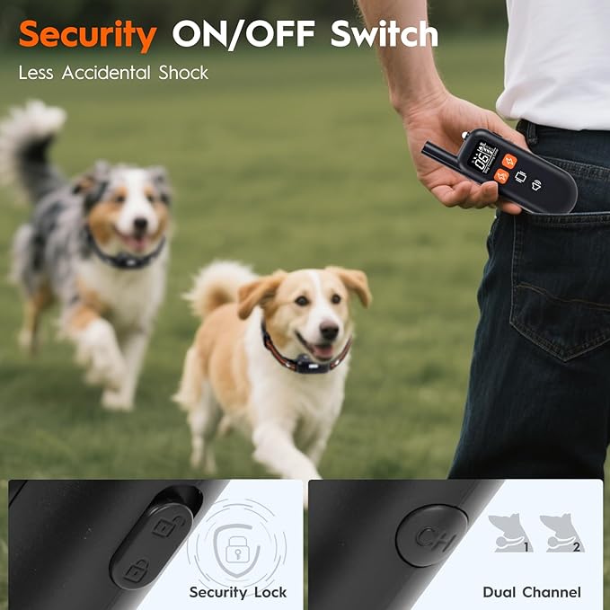 3 Dog Shock Collar with Remote,4200FT Dog Training Collar with Battery Display, 4 Trainning Modes,Rechargeable Electric Dog Collar for Small Medium Large Dogs (15-120Lbs) with Flash Light