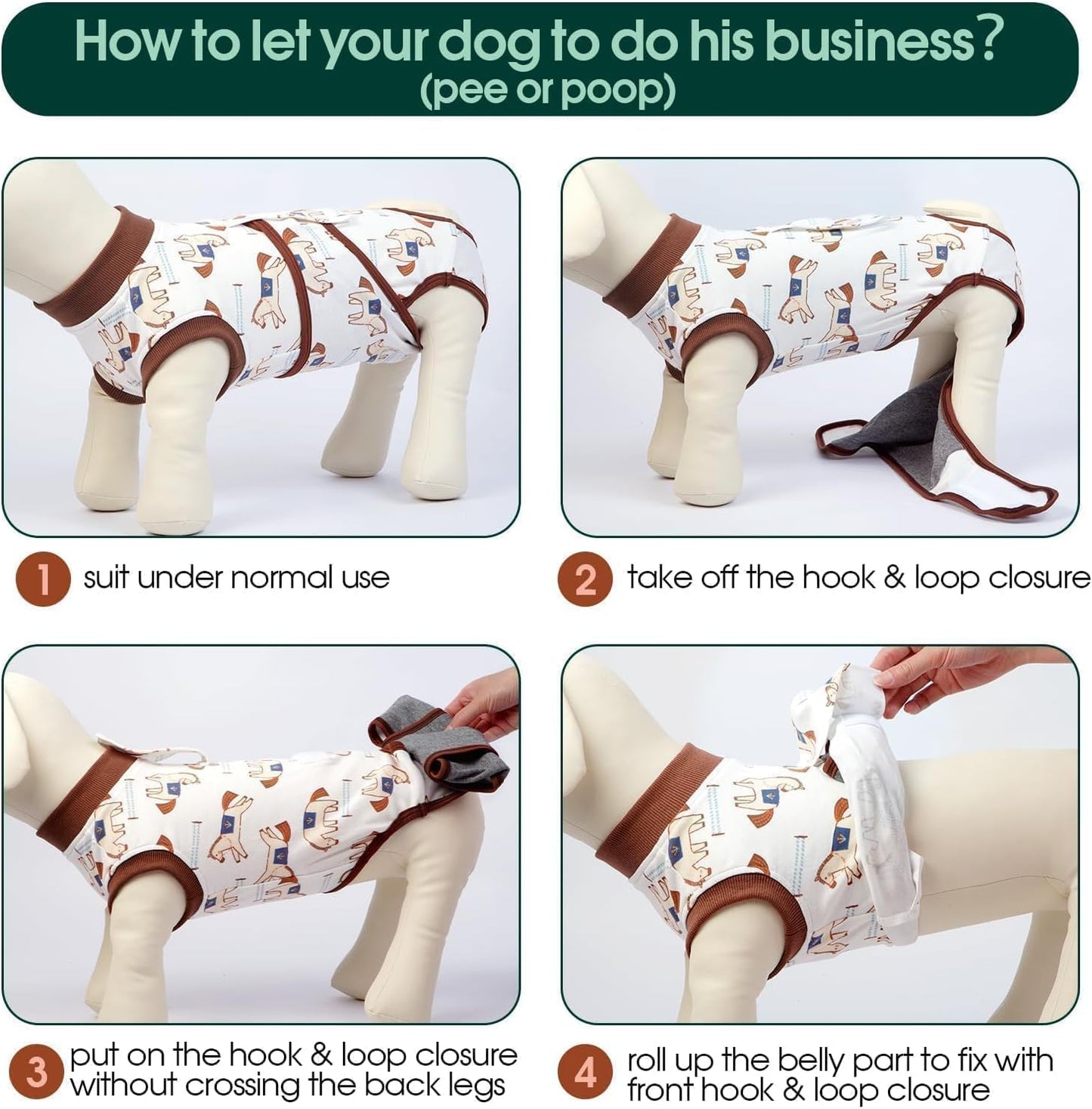 Kuoser Dog Recovery Suit for Post-Surgery Care, Spay Neuter Bodysuit for Female & Male Dogs, Anti-Licking Surgical Onesie, Snug Fit for Abdominal Wound Protection & Skin Healing, BrownPony XL