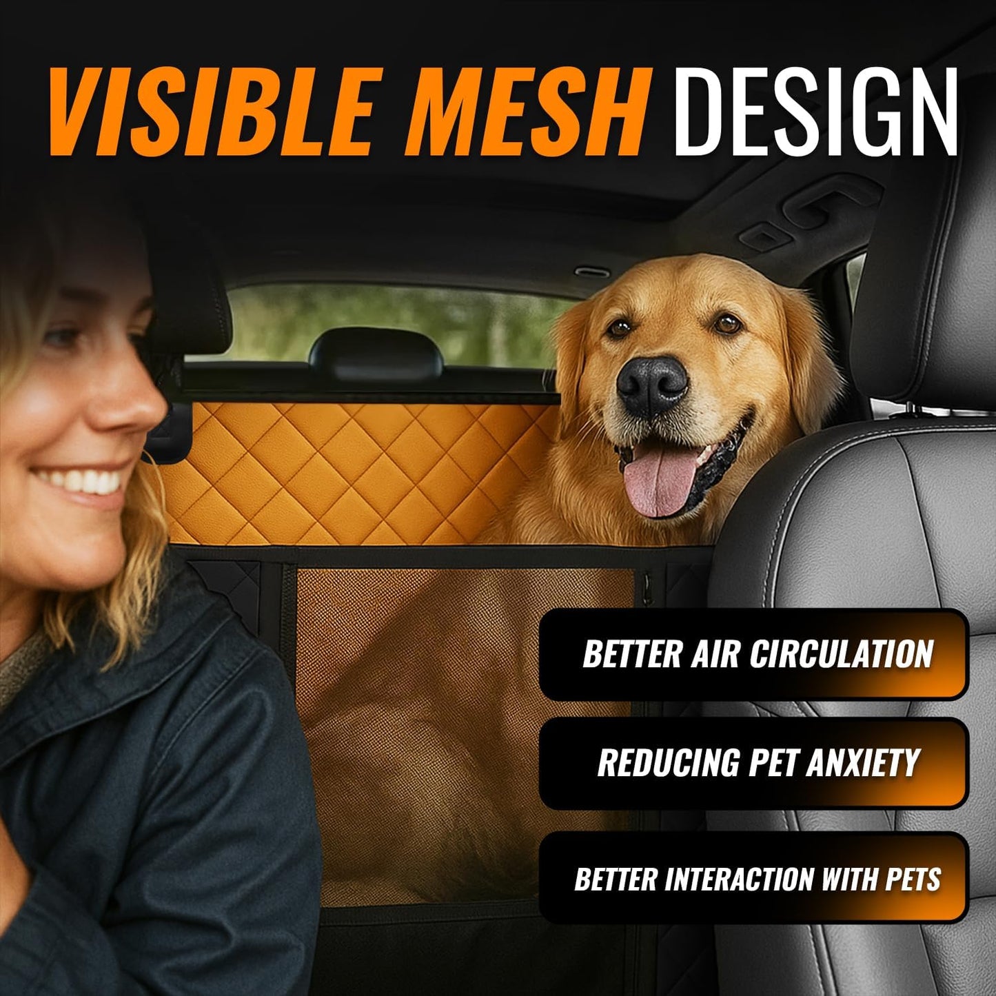 Back Seat Extender for Dogs with Waterproof Cover Hard Bottom Includes Pet Hair Remover and 2 Safety Straps Ideal for Large Cars and SUVs Perfect for Travel Road Trips Car Pet Bed Dog Seat Protector