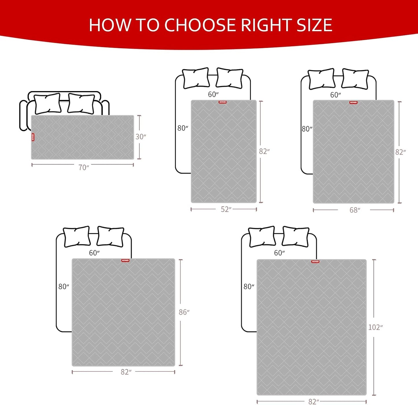 Moonsea Waterproof Couch Cover for Dogs Antislip Washable Blanket Bed Cover Pet Sofa Couch Furniture Protector Cover for Kids Children Dog Cat(30" X 70")