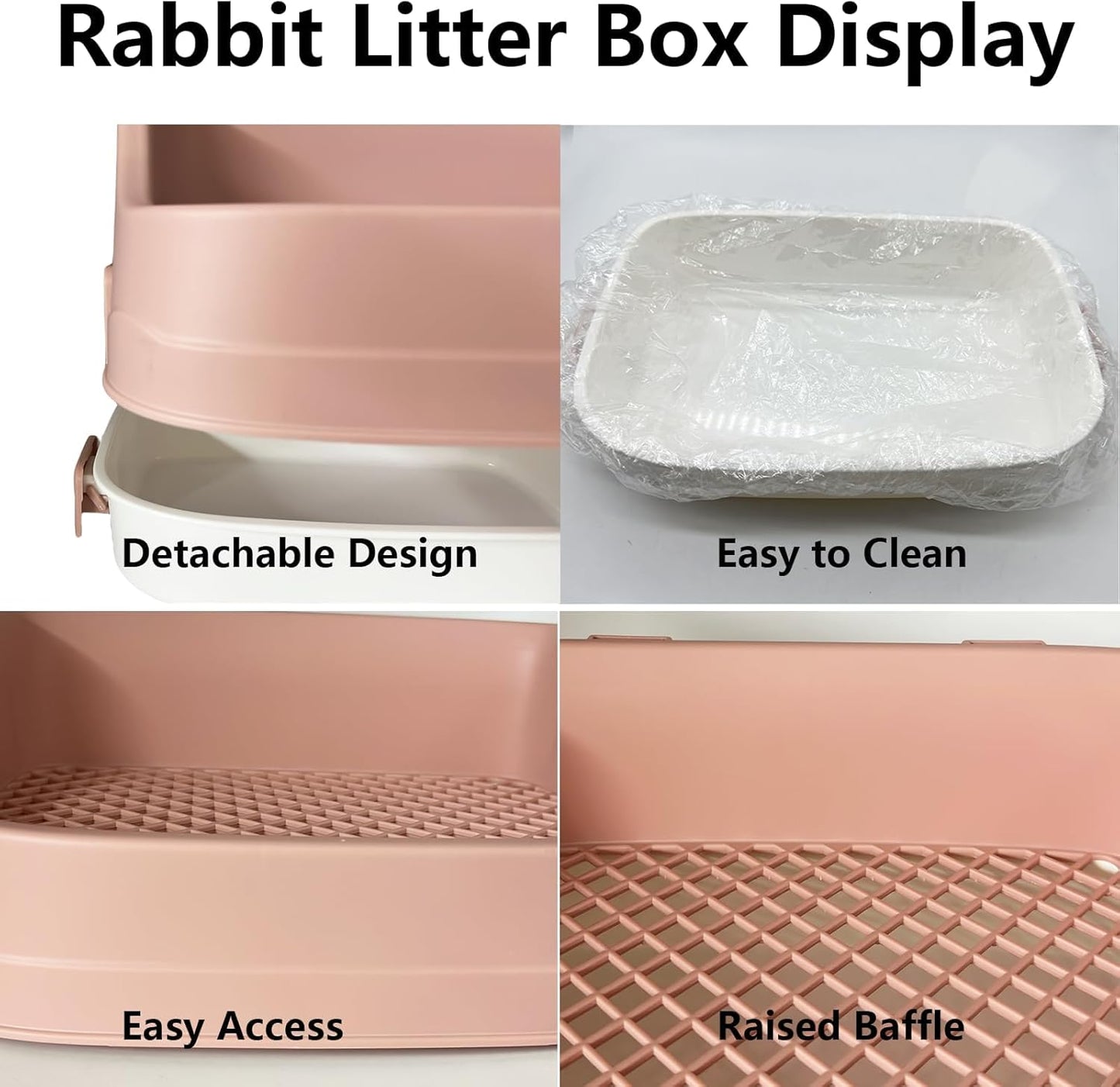 Tfwadmx Rabbit Litter Box Bunny Potty Training Litter Boxes Guinea Pig Corner Bedding Box Small Animal Toilet for Ferret,Chinchilla,Galesaur(Pink)