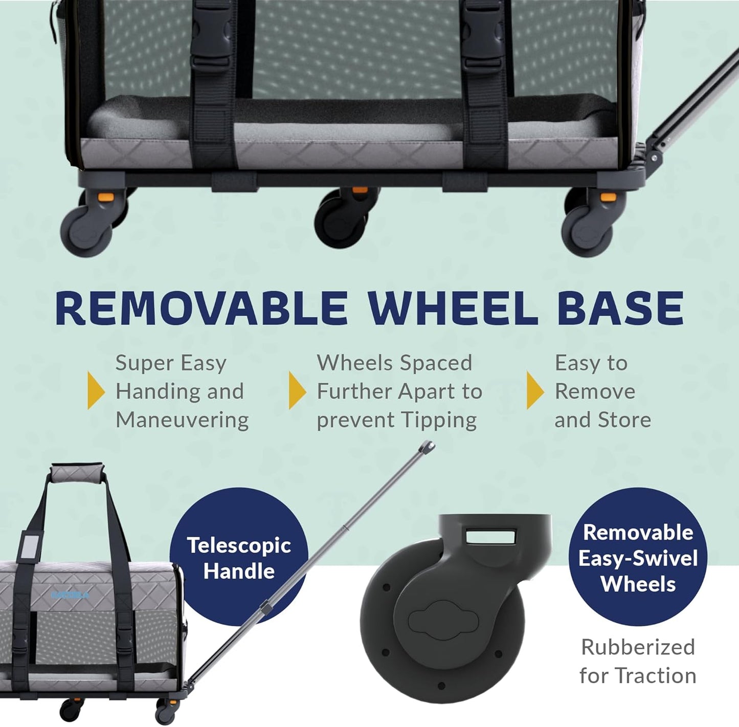Pet Carrier Airline Approved - Dog Carrier with Wheels - TSA Airline Approved Dog Carrier - Rolling Pet Carrier with Wheels for Small to Medium Size Cat or Dog - Airplane Cabin Animal (Dark Grey)