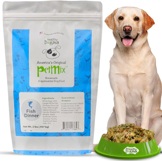 Healthy Dogma - PetMix Dehydrated Dog Food – Fish Dinner with Wild-Caught Alaskan Salmon & Whitefish – Gluten-Free, Skin & Coat Support, Clean Ingredient Dog Food – No Preservatives, (2 lbs)