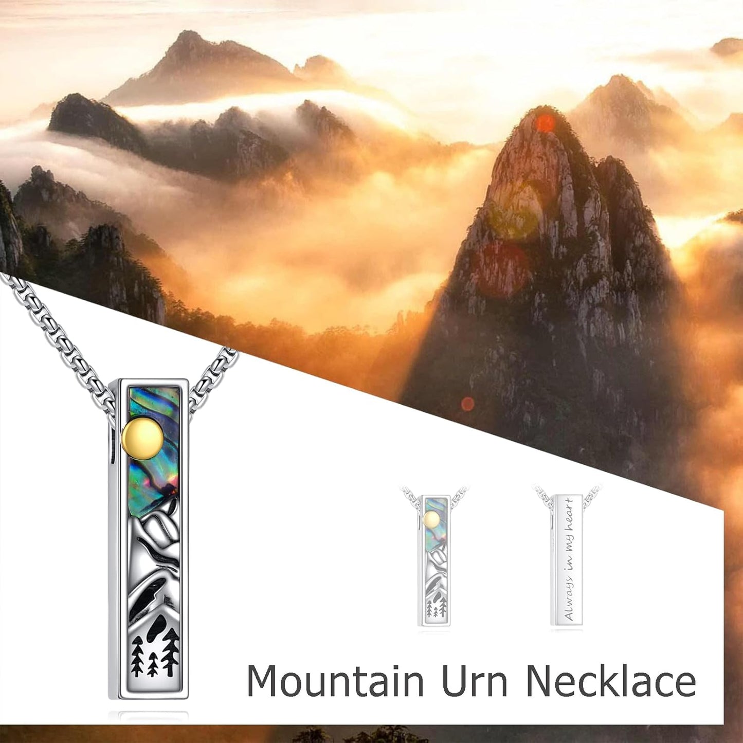 Urn Necklaces for Ashes Sterling Silver 3D Vertical Bar Memorial Pendant for Loved Ones Keepsake Cremation Jewelry Gifts for Women Men