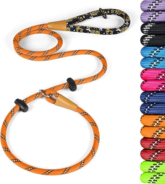 lynxking Slip Lead Dog Leash Reflective, Heavy Duty Comfortable Strong Rope for Large Medium Small Dogs No Pull Pet Training (Orange, Large 1/2in x 6ft-Slip Lead)