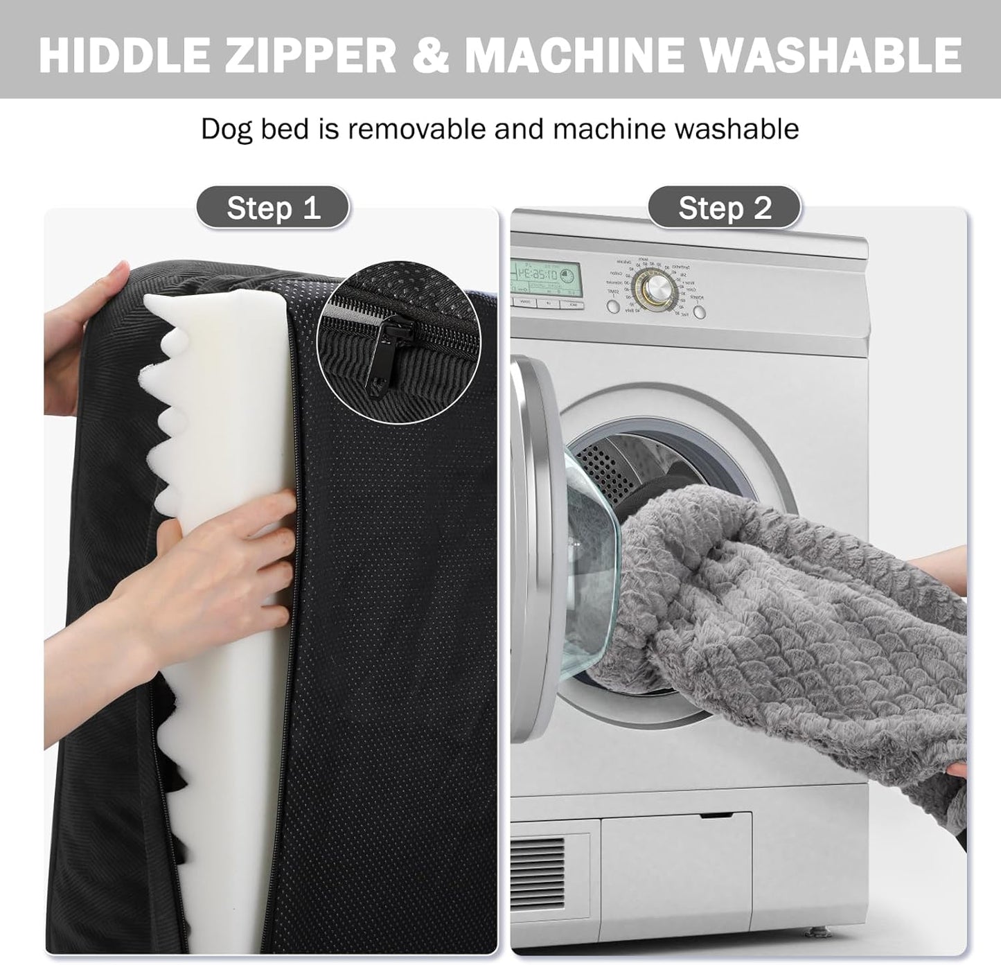 INVENHO Orthopedic Dog Beds Large Sized, XL Egg-Crate Foam Dog Couch with Washable Removable Cover, Waterproof Lining and Nonskid Bottom