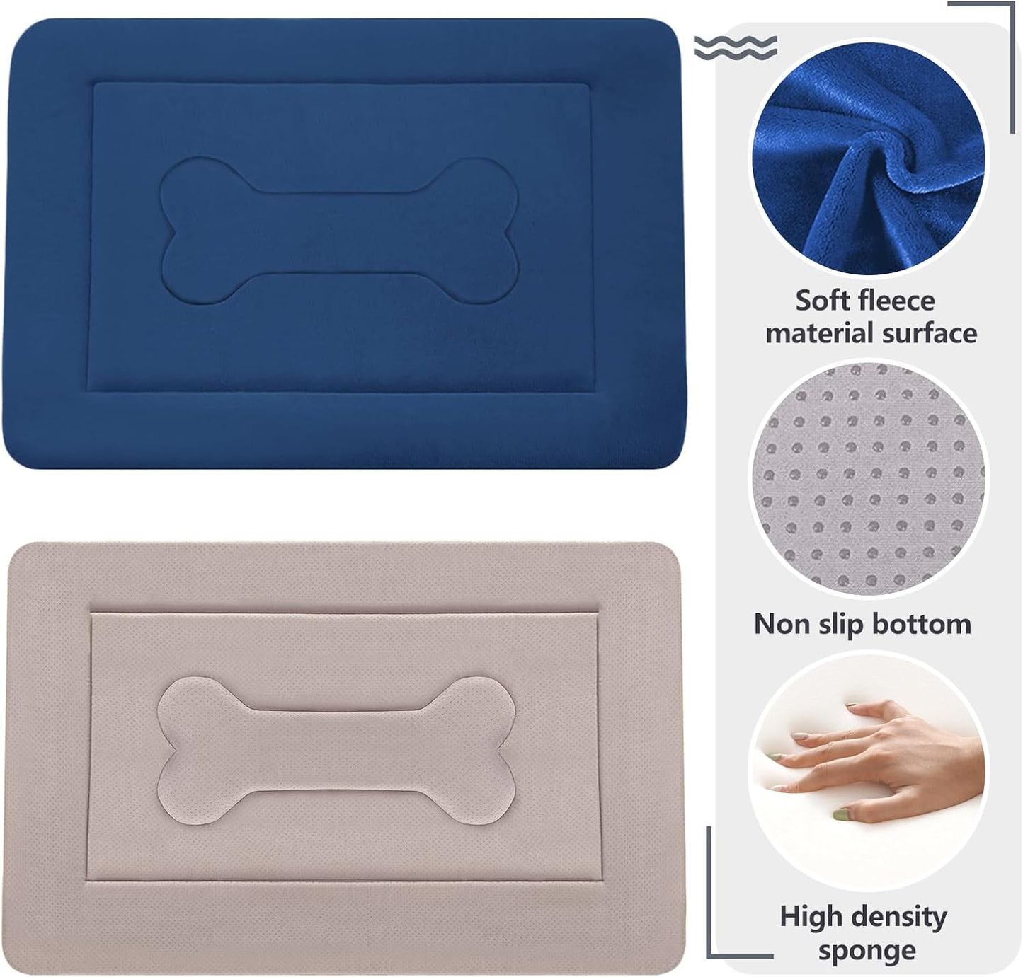 JoicyCo Dog Bed Soft Dog Crate Pad Mat for Medium/Large Dogs 36 in Non-Slip Bottom Washable Dog Sleeping Mattress Pet Beds Cat Beds Kennel Pads, Dark Blue