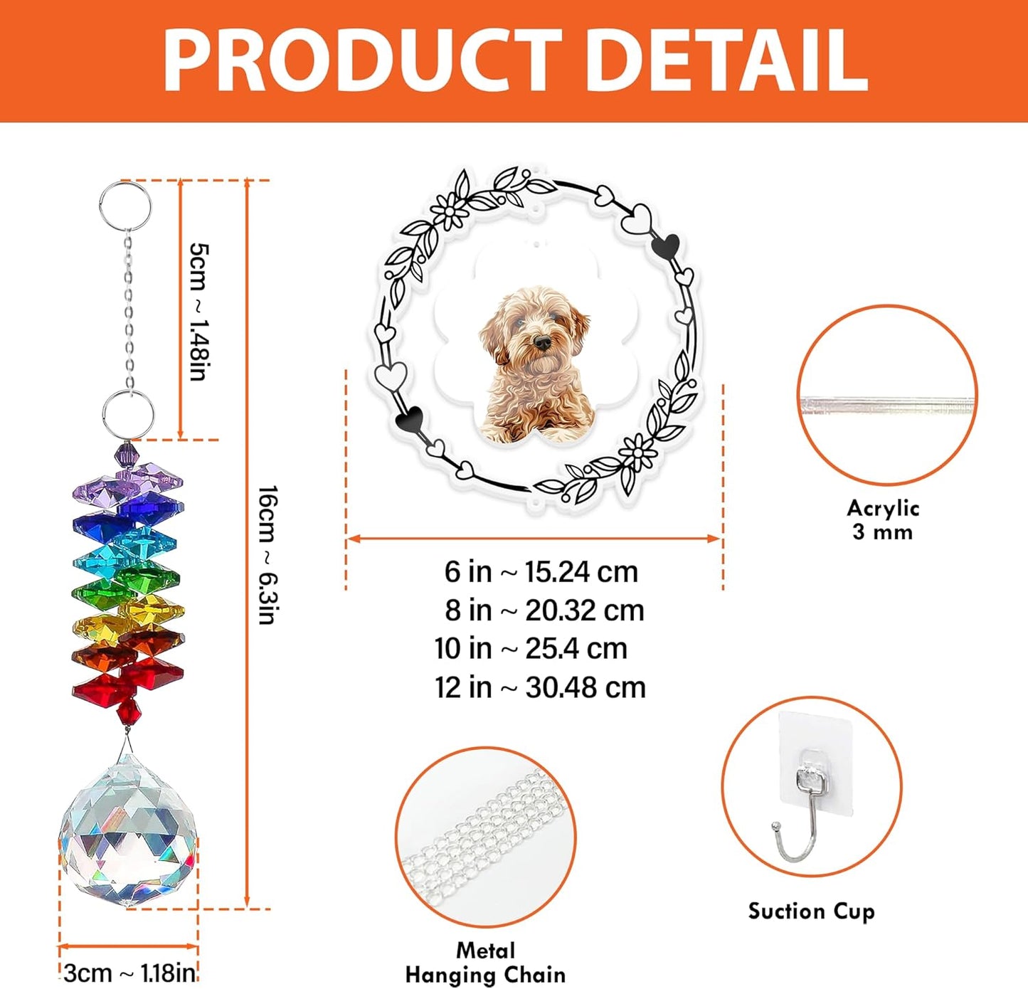 Personalized Dog Memorial Ornament Loss of Pet - Christmas, Birthday, Remembrance Gift for Pet Lovers from Family - Custom Photo, Date - Dog Suncatcher Keepsake Decoration