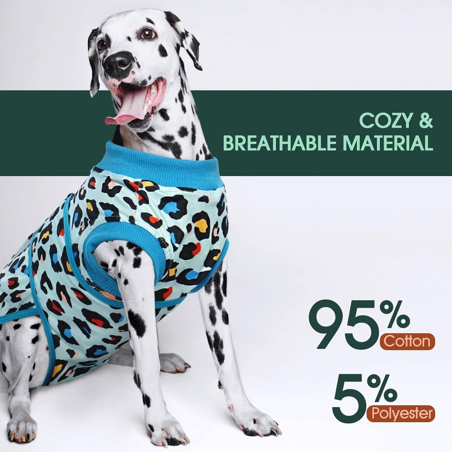 Kuoser Dog Recovery Suit for Dogs After Surgery,Professional Surgical Onesie for Female Male Dogs Spay Neuter,Soft Dog Surgery Suit Bodysuit for Abdominal Wounds Skin Disease,Blue Leopard XS