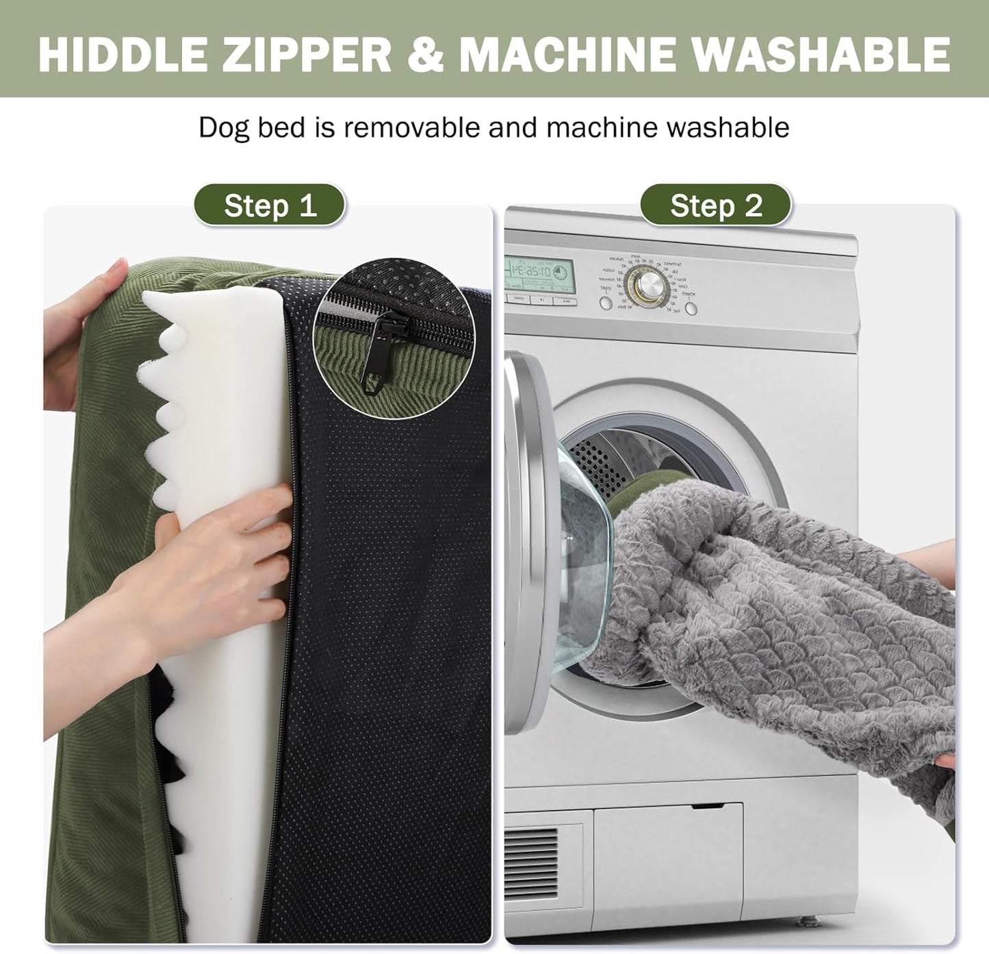 INVENHO Orthopedic Dog Bed for Extra Large Dogs, XXL Egg-Crate Foam Dog Couch with Washable Removable Cover, Waterproof Lining and Nonskid Bottom