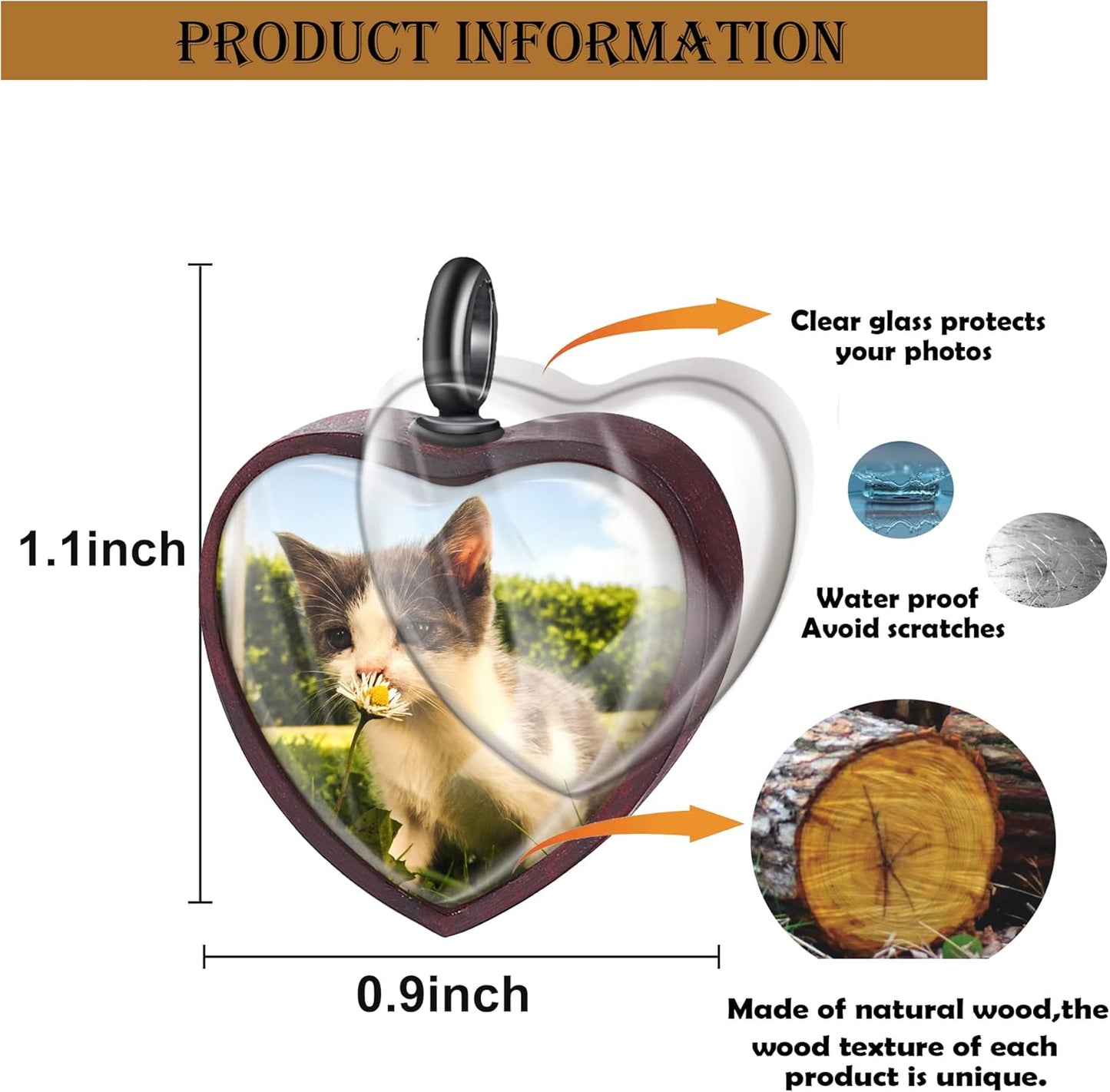 Farfume Personalized Pet Urn Necklace for Dog Cat Ashes Cremation Pet Memorial Customized Photo Text Engraving Pendant Keepsake Funeral Jewelry