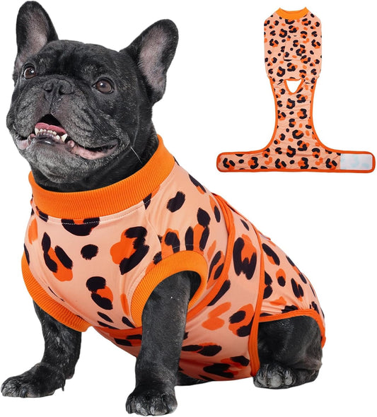 Kuoser Dog Recovery Suit for Dogs After Surgery,Professional Surgical Onesie for Female Male Dogs Spay Neuter,Soft Dog Surgery Suit Bodysuit for Abdominal Wounds Skin Disease,Orange XS