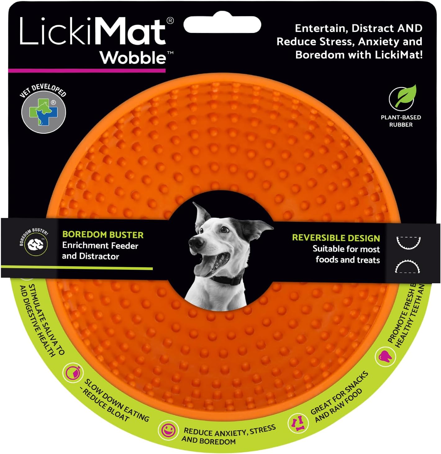 LickiMat Wobble, Dog Slow Feeder Bowl Lick Mat, Boredom Anxiety Reducer; Perfect for Food, Treats, Yogurt, or Peanut Butter. Fun Alternative to a Slow Feed Dog Bowl, Orange