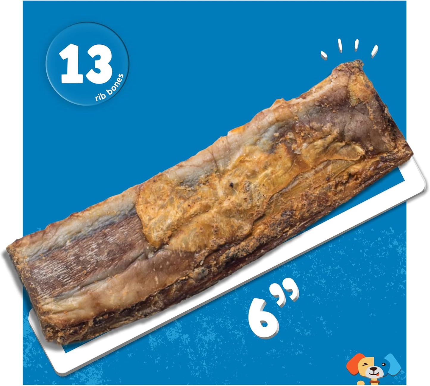 Jack&Pup 6" Rib Bones for Dogs | Beef Bone for Dogs, Flavorful Real Dog Bones (13 Pack)