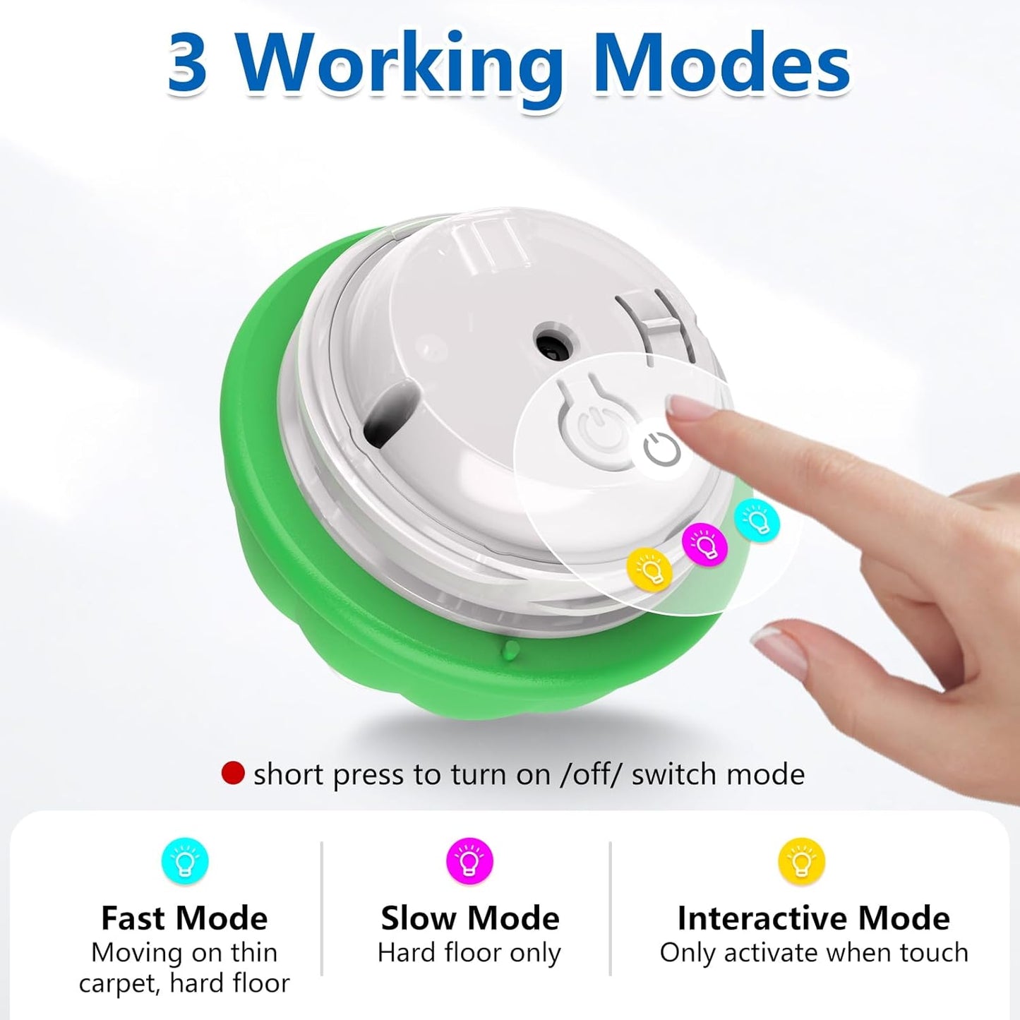 Interactive Dog Toys for Small Dogs, Automatic Moving, Motion Activated, Squeak, Active Rolling Dog Ball Wicked Ball for Daily Training