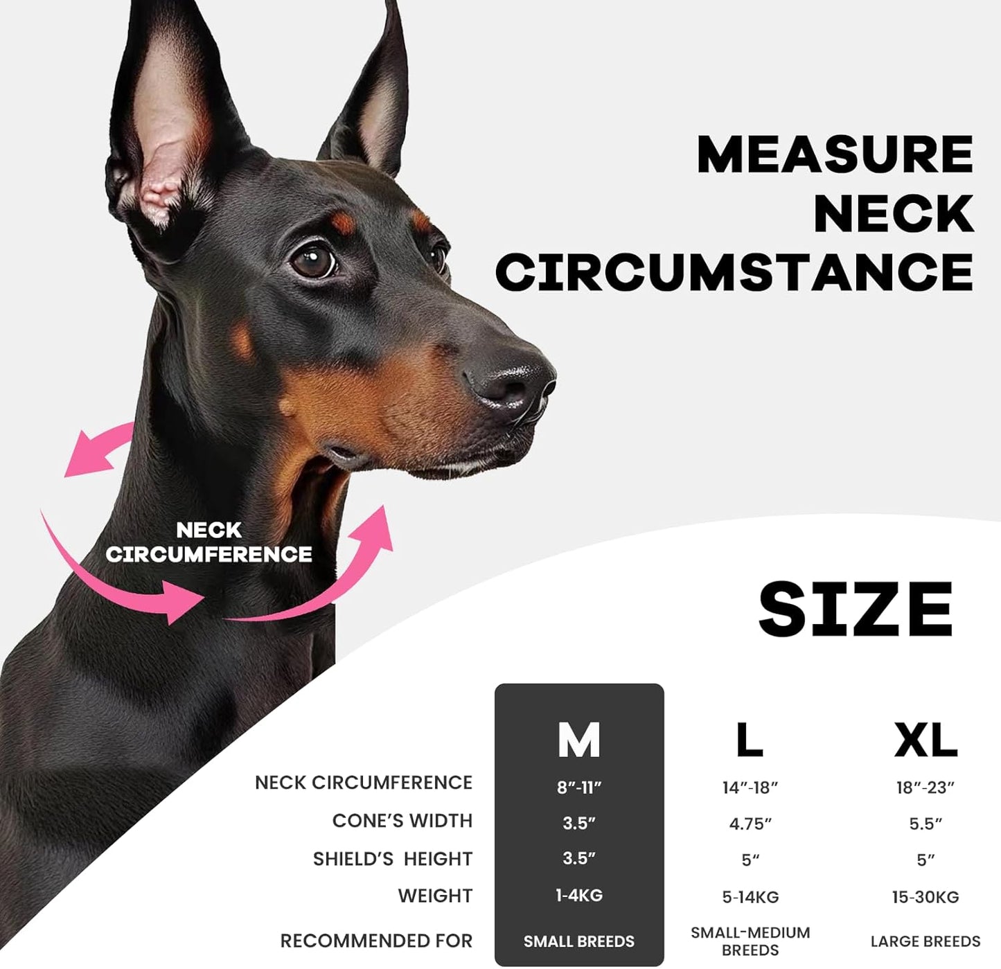 Inflatable Dog Cone Collar-Enhanced Anti-Licking Protective Cone with Adjustable Strap-Soft Dog Donut Collar Recovery Cone for Pets After Surgery(Grey, M)