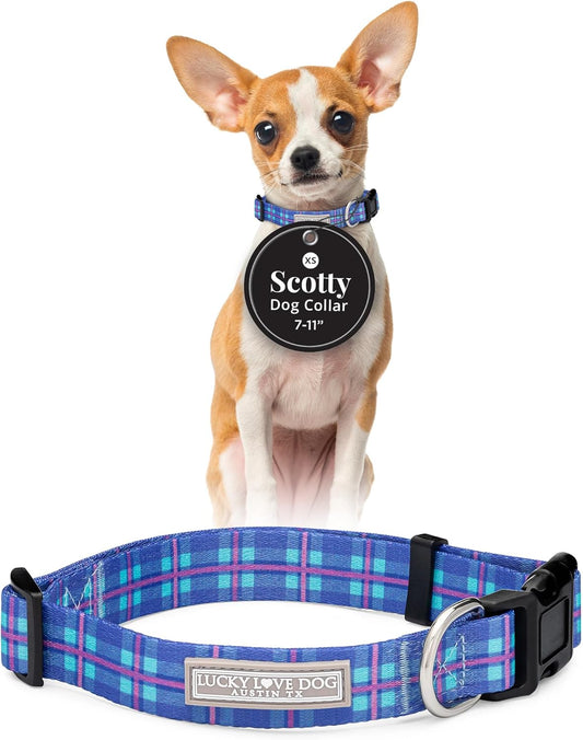 Lucky Love Dog - Adjustable Dog Collar with Easy Click Buckle for Small to Large Dogs, Durable, & Comfortable for Male & Female Dogs, Pet Collar for Puppies & Adult Ones - Scotty, XS