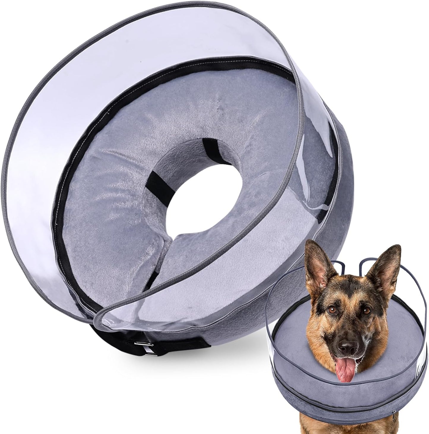 BARKLESS Dog Cone, Inflatable Dog Cone After Surgery for Large Breeds, Soft Surgery Collar with Enhanced Anti-Licking Guard Shield for Pets, Patented Protective Donut Collar