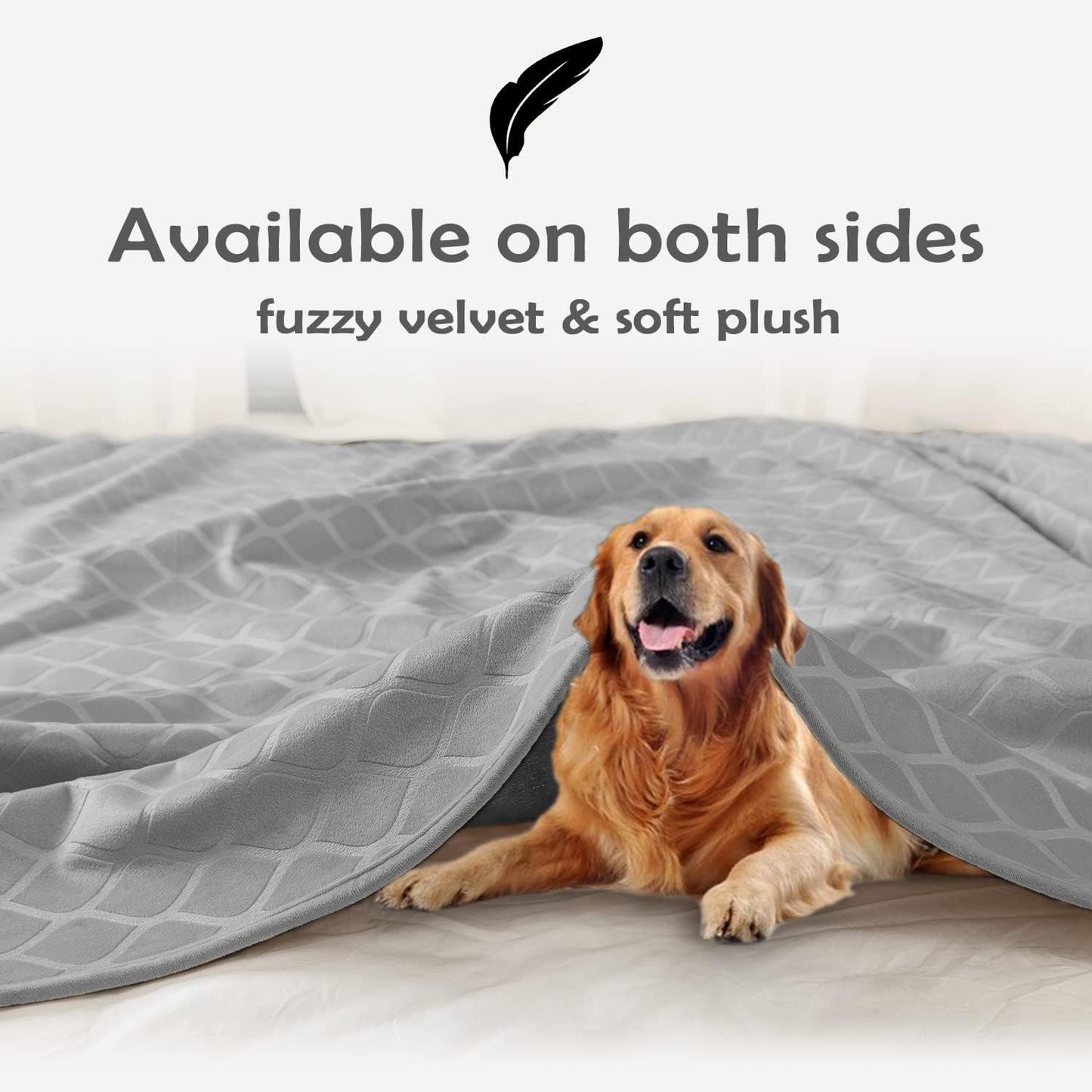 fuguitex Waterproof Dog Blanket Bed Cover Dog Crystal Velvet Moroccan Fuzzy Cozy Plush Pet Blanket Throw Blanket for Couch Sofa(52 * 82 inch, Light Grey+Grey)