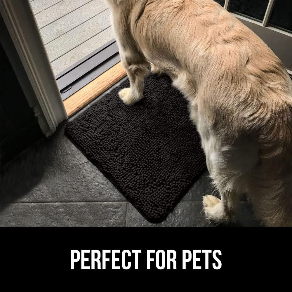 GORILLA GRIP Dog Doormat, Absorbent Doormats for Muddy Dogs Paws, 30x20 Machine Washable Soakstopper Rugs, Cleaner Floors, US Designed Pet Bed Door Mat, Indoor Entrance Pets Rug, Black