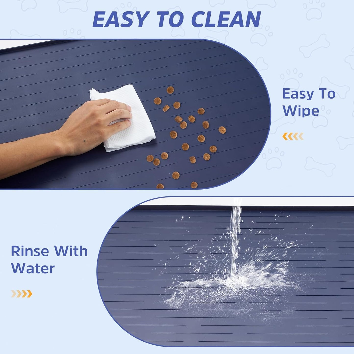 Large Dog Mats for Food and Water, 32"x24" Waterproof Pet Food Mats for Floor Nonslip Silicone Bowl Mats with Raised Edges