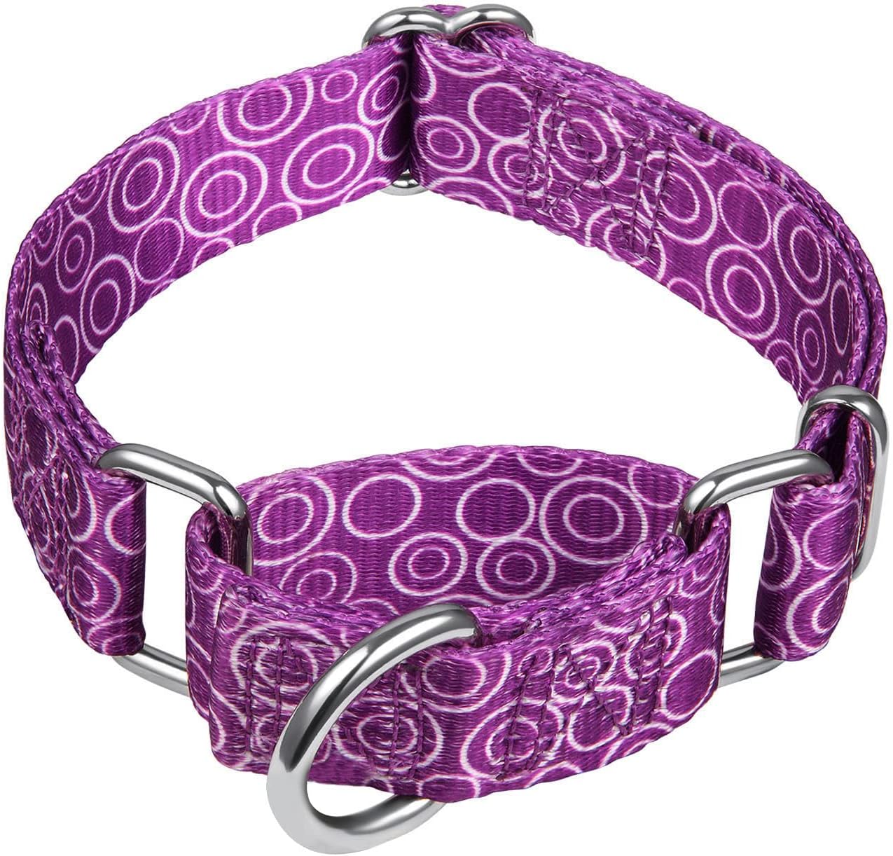 Martingale Collars for Dogs, No Pull Anti-Escape Pet Collar, Heavy Duty for Medium Dogs, Adjustable 14 Inch to 21 Inch, Light Purple - C.R.C
