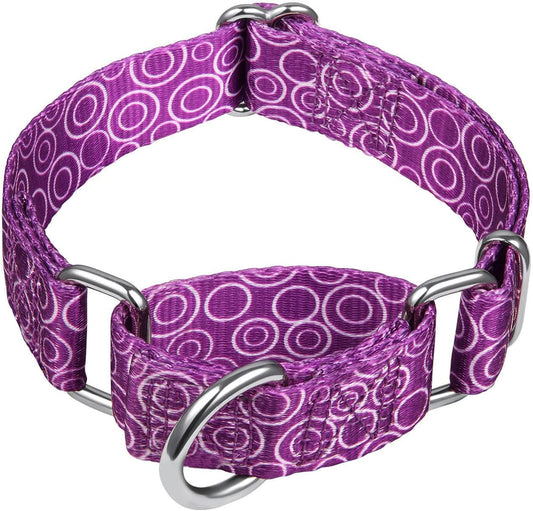 Martingale Collars for Dogs, No Pull Anti-Escape Pet Collar, Heavy Duty for Medium and Large Dogs, Adjustable 17 Inch to 25 Inch, Light Purple -C.R.C