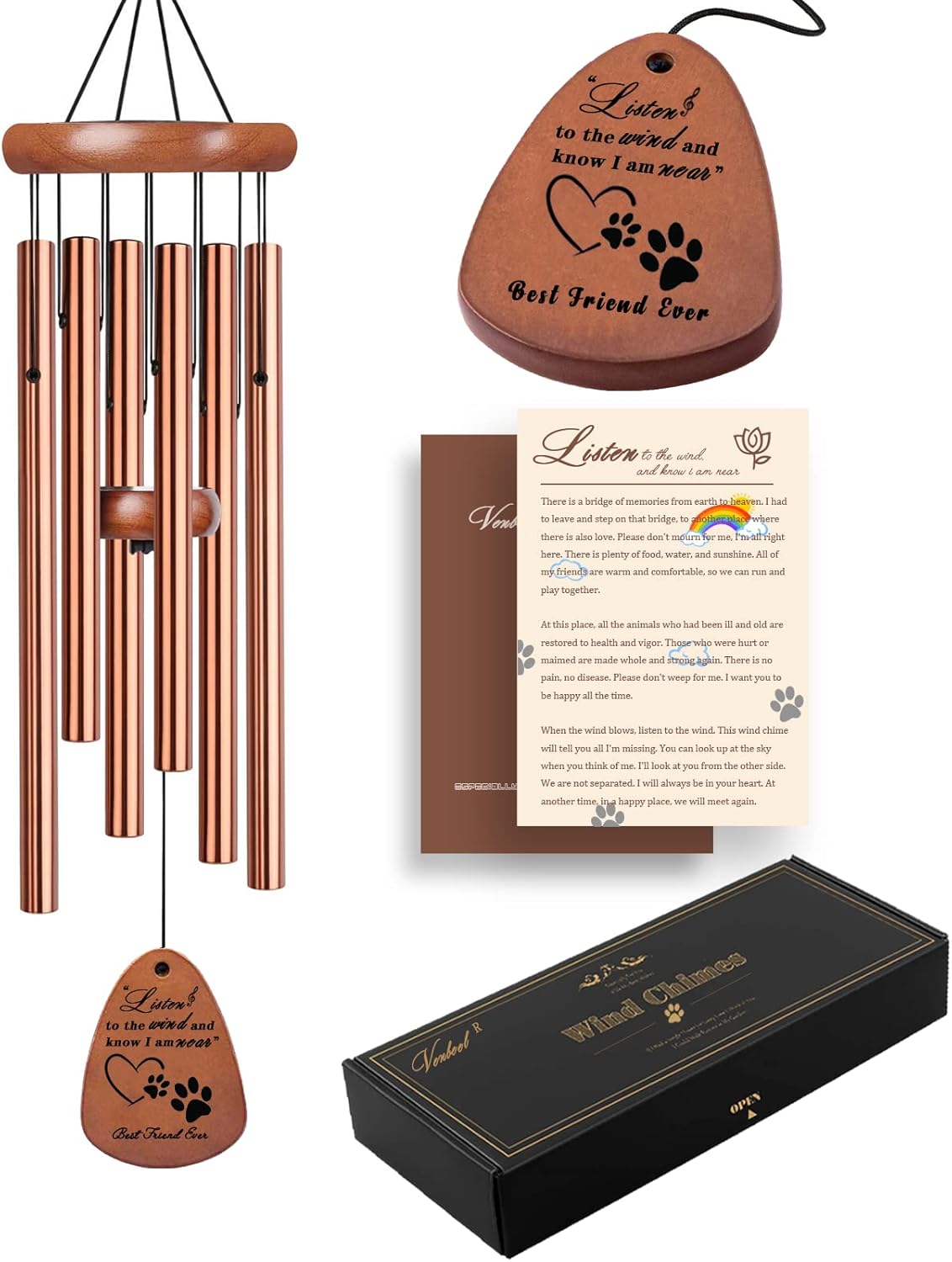 Pet Memorial Gifts for Dogs, 28" Dog Memorial Wind Chime, Pet Loss Sympathy Gift, Loss of Dog Remembrance Condolences Passing Away Gift